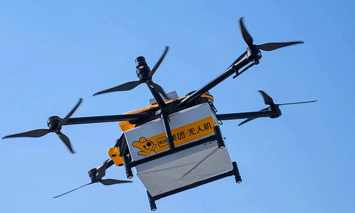 Two multirotor drone platforms shown in flight