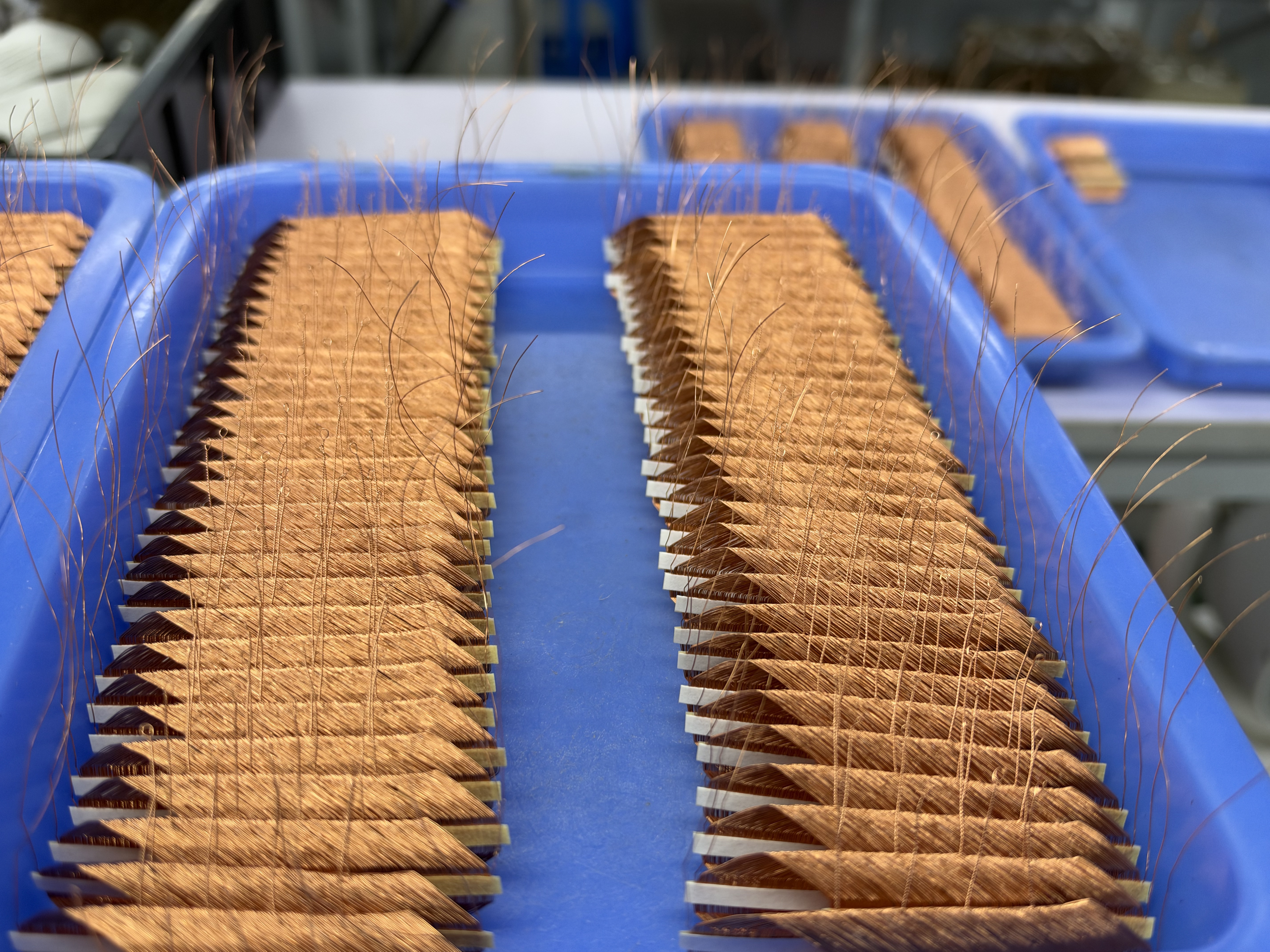 Self-supporting coreless copper winding on the EURARI production line, before assembly into the motor housing