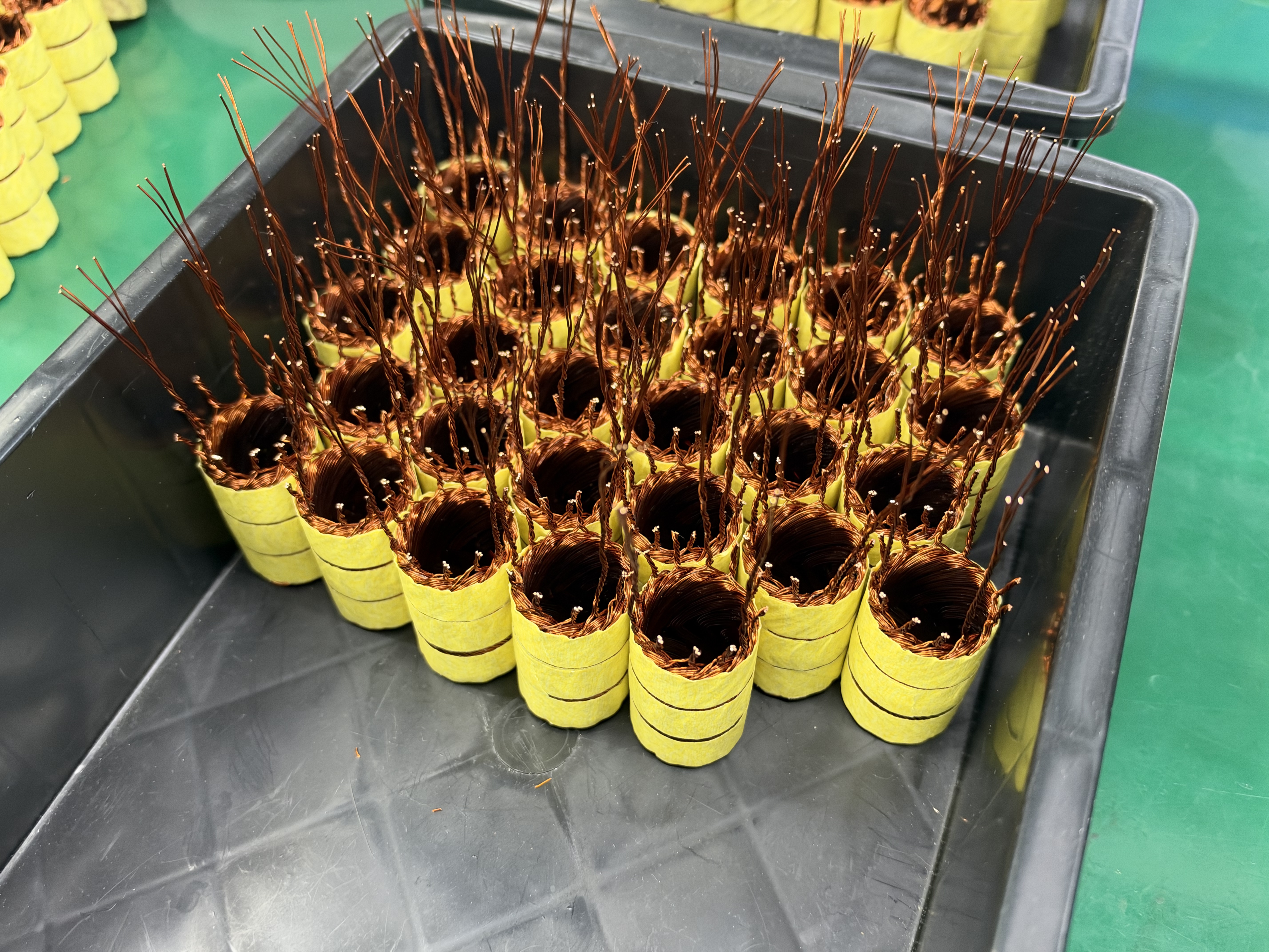Self-supporting coreless copper winding on the EURARI production line, before assembly into the motor housing